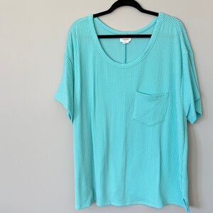ANDREE BY UNIT Turquoise Short Sleeve Top